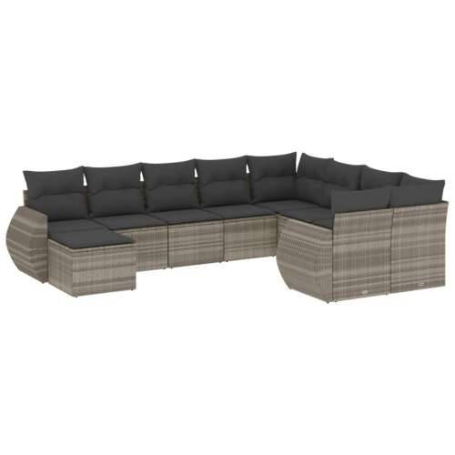 Vrtna garnitura - 10-dijelni set vrtnih sofa poliratan s jastucima svijetlosivi - Svjetlosiva i tamnosiva 1 Cijena