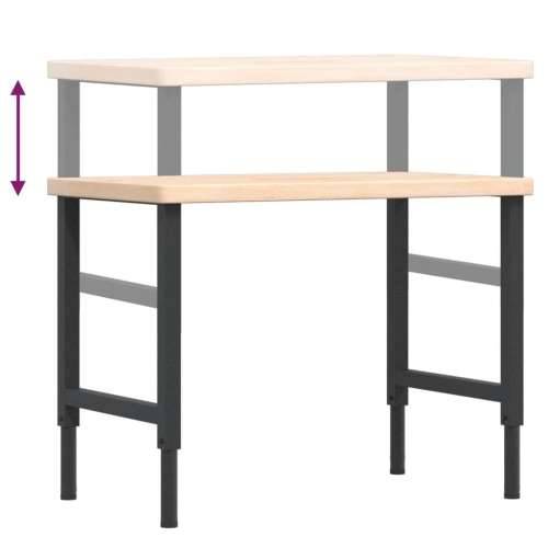 Radni stol 100x60x(73-99,5) cm od masivne hrastovine pravokutni - Smeđa i crna 100 x 60 x (73-99.5) cm 1 Cijena