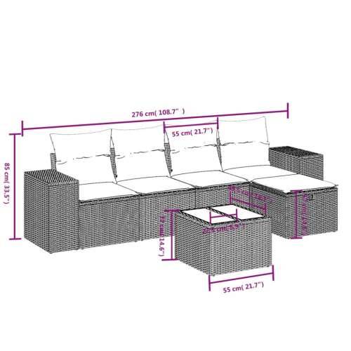 Vrtna garnitura - 6-dijelni set vrtnih sofa od poliratana s jastucima svjetlosivi - Svjetlosiva bez spremišta 6 Cijena
