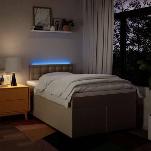 Krevet box spring s madracem krem 120 x 190 cm od tkanine - Krema 120 x 190 cm gumbi Cijena