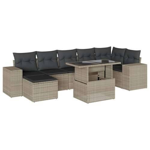Vrtna garnitura - 8-dijelni set vrtnih sofa od poliratana s jastucima svjetlosivi - Svjetlosiva bez spremišta 1 Cijena