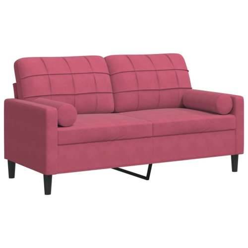 Dvosjed s ukrasnim jastucima boja vina 140 cm baršunasti - boja crnog vina 140 cm Cijena