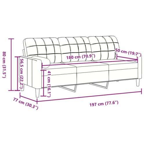 Trosjed s ukrasnim jastucima krem 180 cm baršunasti - Krema 180 cm Cijena