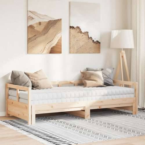 Dnevni krevet na razvlačenje s madracima 90x200 cm od borovine - Prirodna 90 x 200 cm Da Cijena