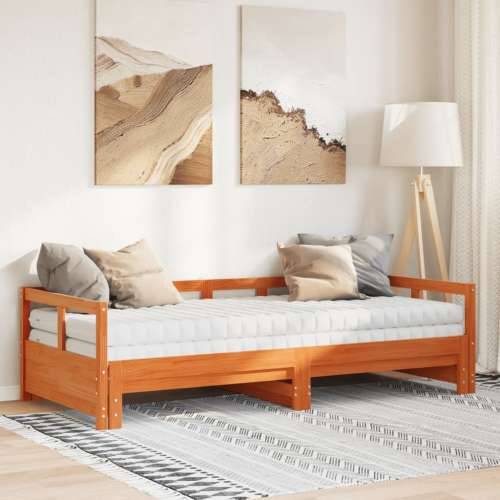 Dnevni krevet na razvlačenje s madracima 90x200 cm od borovine - Voštano smeđa 90 x 200 cm Da Cijena