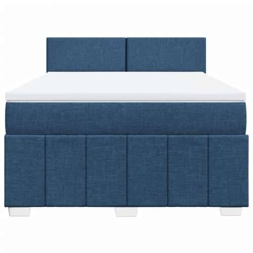 Krevet s oprugama i madracem plavi 140 x 190 cm od tkanine - Plava 140 x 190 cm Gladak dizajn Cijena