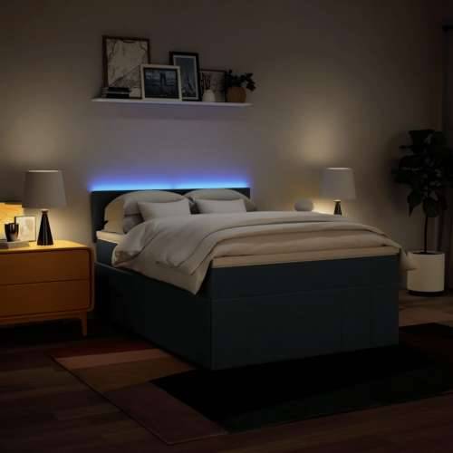 Krevet s oprugama i madracem plavi 140 x 190 cm od tkanine - Plava 140 x 190 cm Blok s kvadratima Cijena