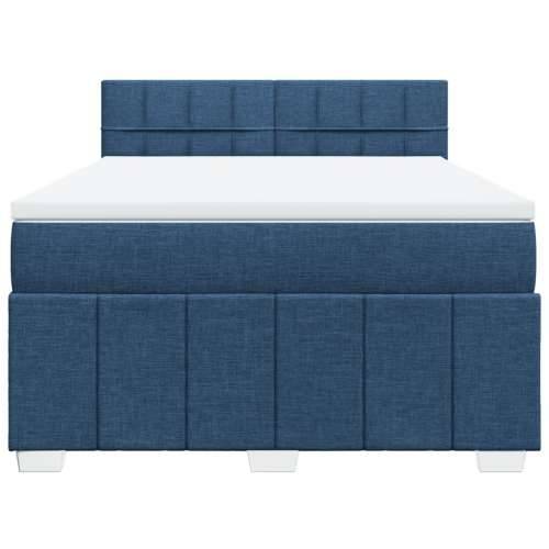 Krevet s oprugama i madracem plavi 140 x 190 cm od tkanine - Plava 140 x 190 cm Blok s kvadratima Cijena