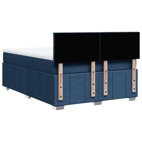 Krevet s oprugama i madracem plavi 140 x 190 cm od tkanine - Plava 140 x 190 cm Blok s kvadratima Cijena