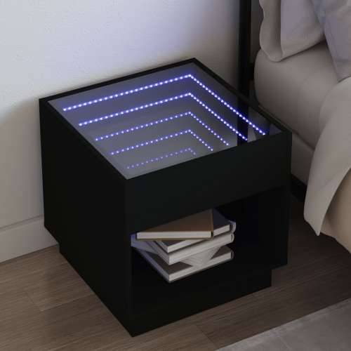 Noćni ormarić s beskonačnim LED svjetlima crni 50x50x50 cm - Crna 50 x 50 x 50 cm 1 Cijena