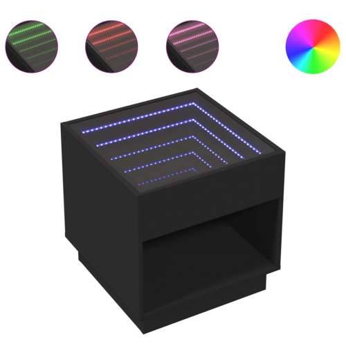 Noćni ormarić s beskonačnim LED svjetlima crni 50x50x50 cm - Crna 50 x 50 x 50 cm 1 Cijena