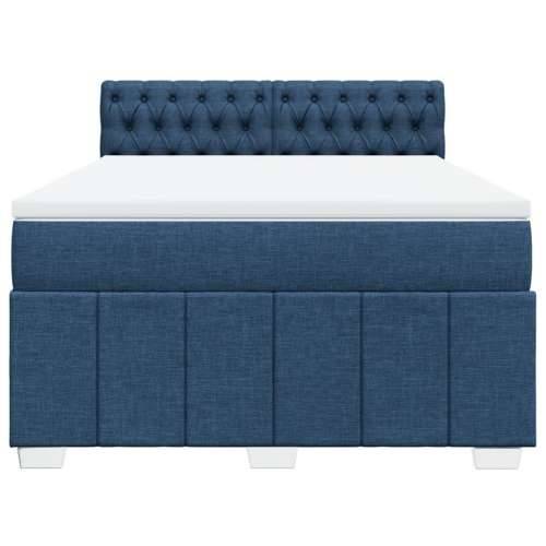 Krevet s oprugama i madracem plavi 140 x 190 cm od tkanine - Plava 140 x 190 cm Dizajn s gumbima Cijena