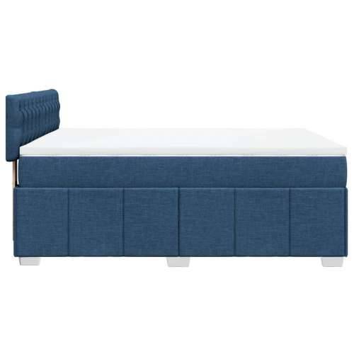 Krevet s oprugama i madracem plavi 140 x 190 cm od tkanine - Plava 140 x 190 cm Dizajn s gumbima Cijena