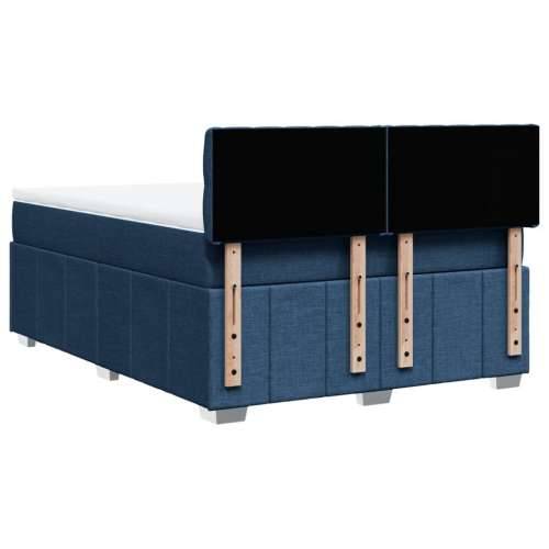 Krevet s oprugama i madracem plavi 140 x 190 cm od tkanine - Plava 140 x 190 cm Dizajn s gumbima Cijena