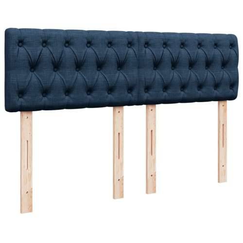 Krevet s oprugama i madracem plavi 140 x 190 cm od tkanine - Plava 140 x 190 cm Dizajn s gumbima Cijena