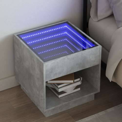 Noćni ormarić s beskonačnim LED siva boja betona 50x50x50 cm - Beton siva 50 x 50 x 50 cm 1 Cijena
