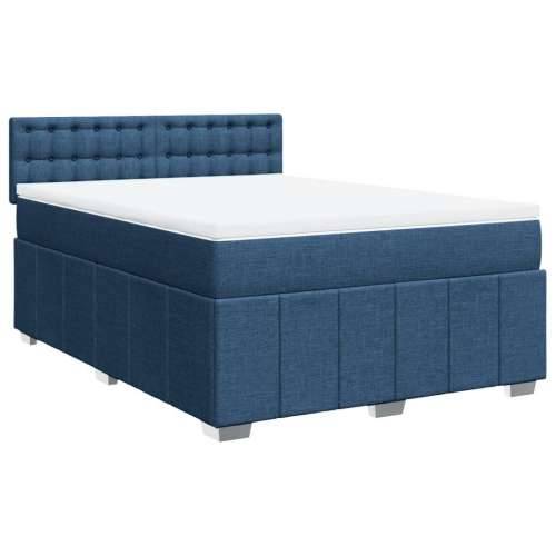 Krevet s oprugama i madracem plavi 140 x 190 cm od tkanine - Plava 140 x 190 cm gumbi Cijena