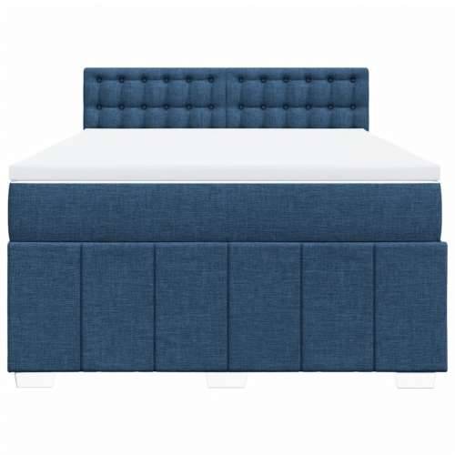 Krevet s oprugama i madracem plavi 140 x 190 cm od tkanine - Plava 140 x 190 cm gumbi Cijena
