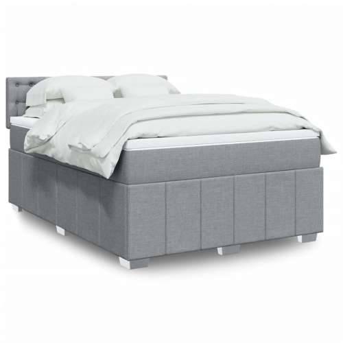 Krevet box spring s madracem svjetlosivi 140x200 cm od tkanine - Svjetlosiva 140 x 200 cm gumbi Cijena