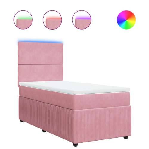 Box spring krevet s madracem ružičasti 90x190 cm baršunasti - Ružičasta 90 x 190 cm Gladak dizajn Cijena
