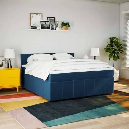 Krevet s oprugama i madracem plavi 180x200 cm od tkanine - Plava 180 x 200 cm Blok s kvadratima Cijena