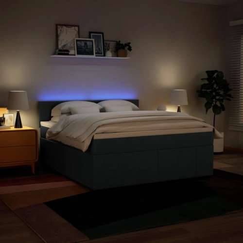 Krevet s oprugama i madracem plavi 180x200 cm od tkanine - Plava 180 x 200 cm Blok s kvadratima Cijena
