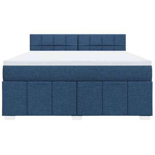 Krevet s oprugama i madracem plavi 180x200 cm od tkanine - Plava 180 x 200 cm Blok s kvadratima Cijena