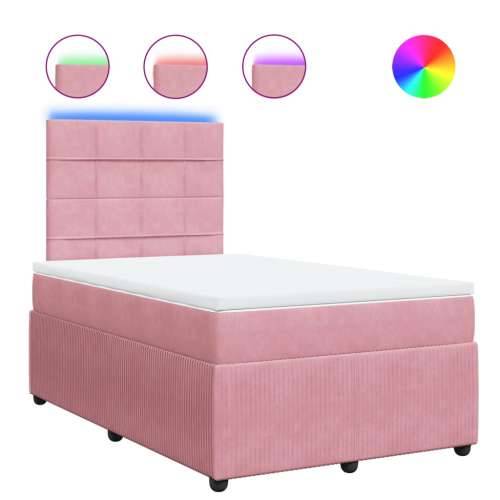 Box spring krevet s madracem ružičasti 120 x 200 cm baršunasti - Ružičasta 120 x 200 cm Blok s kvadratima Cijena