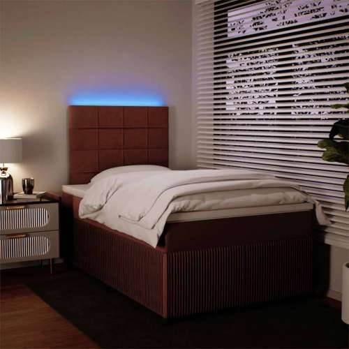 Box spring krevet s madracem ružičasti 120 x 200 cm baršunasti - Ružičasta 120 x 200 cm Blok s kvadratima Cijena