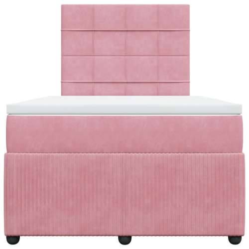 Box spring krevet s madracem ružičasti 120 x 200 cm baršunasti - Ružičasta 120 x 200 cm Blok s kvadratima Cijena