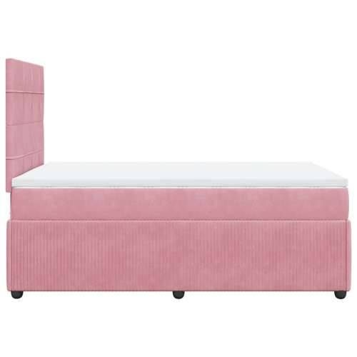 Box spring krevet s madracem ružičasti 120 x 200 cm baršunasti - Ružičasta 120 x 200 cm Blok s kvadratima Cijena