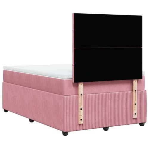 Box spring krevet s madracem ružičasti 120 x 200 cm baršunasti - Ružičasta 120 x 200 cm Blok s kvadratima Cijena