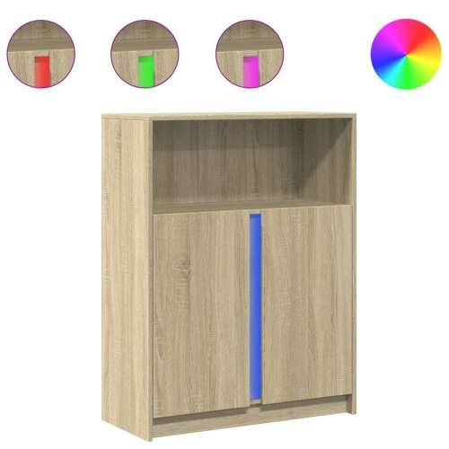 Komoda s LED svjetlima boja hrasta 77 x 34 x 100 cm drvena - sonoma hrast 1 77 cm Cijena