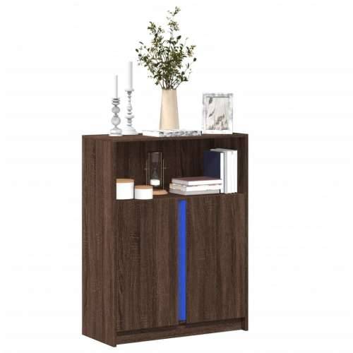 Komoda s LED svjetlima boja hrasta 77 x 34 x 100 cm drvena - Smeđi hrast 1 77 cm Cijena