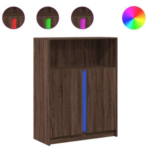 Komoda s LED svjetlima boja hrasta 77 x 34 x 100 cm drvena - Smeđi hrast 1 77 cm Cijena