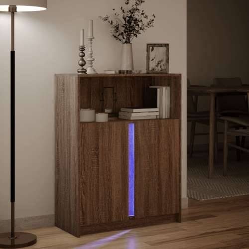 Komoda s LED svjetlima boja hrasta 77 x 34 x 100 cm drvena - Smeđi hrast 1 77 cm Cijena