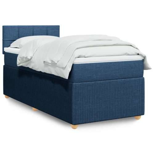 Krevet s oprugama i madracem plavi 80x200 cm od tkanine - Plava 80 x 200 cm Blok s kvadratima Cijena