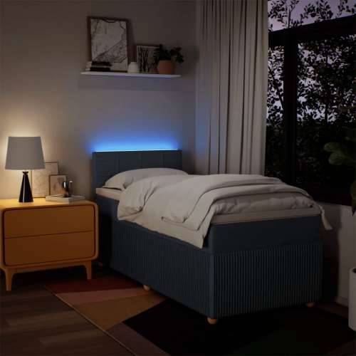 Krevet s oprugama i madracem plavi 80x200 cm od tkanine - Plava 80 x 200 cm Blok s kvadratima Cijena