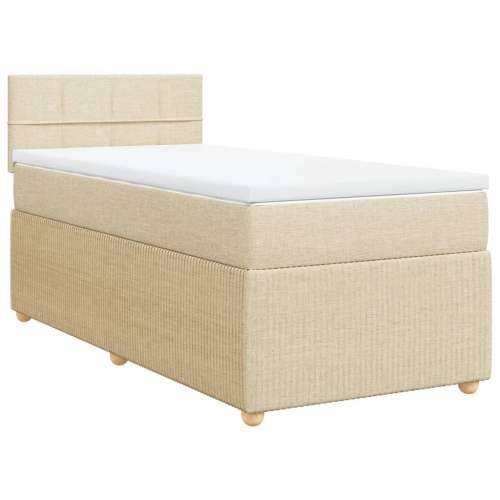 Krevet s oprugama i madracem krem 90 x 200 cm od tkanine Krema 90 x 200 cm Blok s kvadratima Cijena