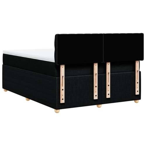 Krevet s oprugama i madracem crni 140x200 cm od tkanine - Crna 140 x 200 cm Dizajn s gumbima Cijena