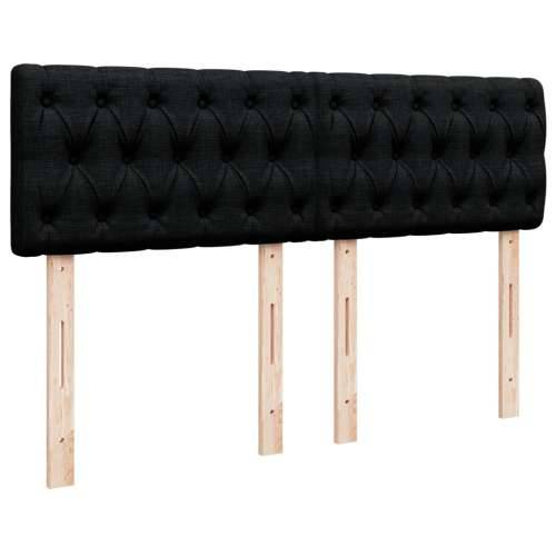 Krevet s oprugama i madracem crni 140x200 cm od tkanine - Crna 140 x 200 cm Dizajn s gumbima Cijena