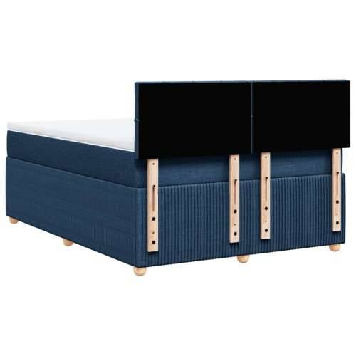 Krevet s oprugama i madracem plavi 160x200 cm od tkanine - Plava 160 x 200 cm Blok s kvadratima Cijena