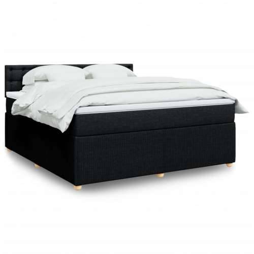 Krevet s oprugama i madracem crni 180x200 cm od tkanine - Crna 180 x 200 cm gumbi Cijena