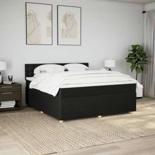 Krevet s oprugama i madracem crni 180x200 cm od tkanine - Crna 180 x 200 cm gumbi Cijena