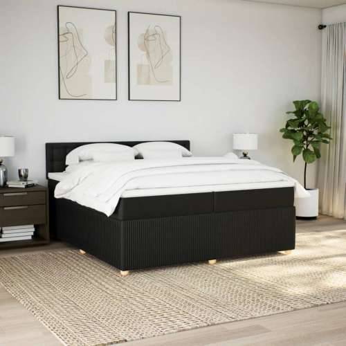 Krevet s oprugama i madracem crni 200x200 cm od tkanine - Crna 200 x 200 cm gumbi Cijena