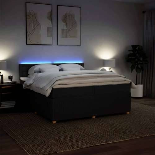 Krevet s oprugama i madracem crni 200x200 cm od tkanine - Crna 200 x 200 cm gumbi Cijena