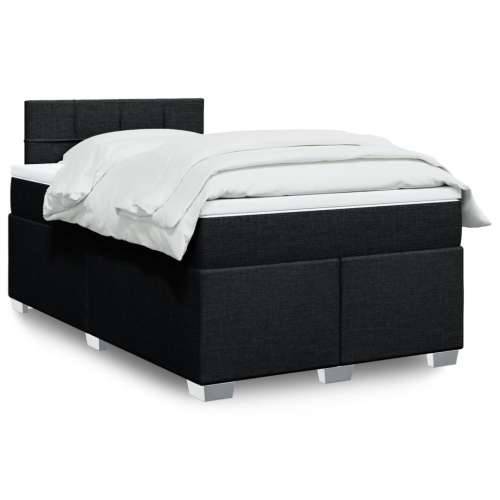 Krevet box spring s madracem crni 120 x 190 cm od tkanine - Crna 120 x 190 cm Blok s kvadratima Cijena