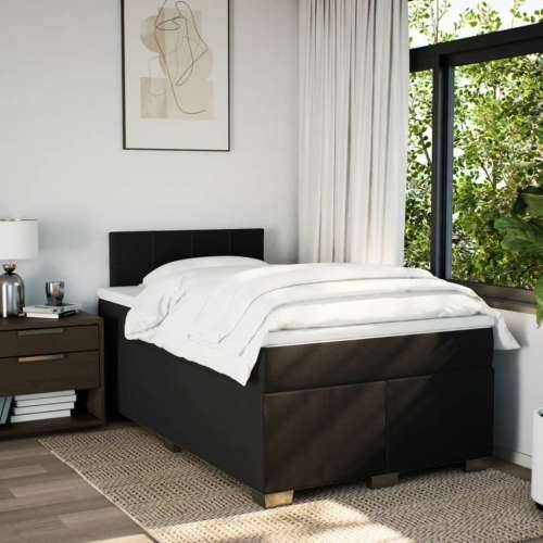 Krevet box spring s madracem crni 120 x 190 cm od tkanine - Crna 120 x 190 cm Blok s kvadratima Cijena