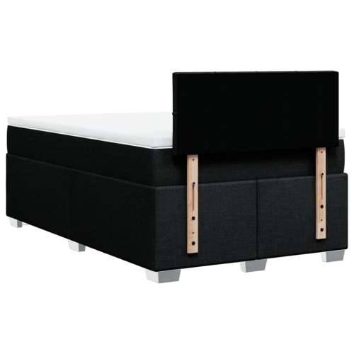 Krevet box spring s madracem crni 120 x 190 cm od tkanine - Crna 120 x 190 cm Blok s kvadratima Cijena