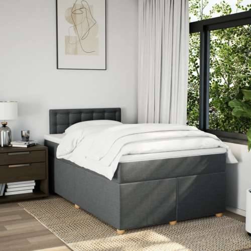 Krevet box spring s madracem tamnosivi 120 x 190 cm tkanina - Tamno siva 120 x 190 cm gumbi Cijena